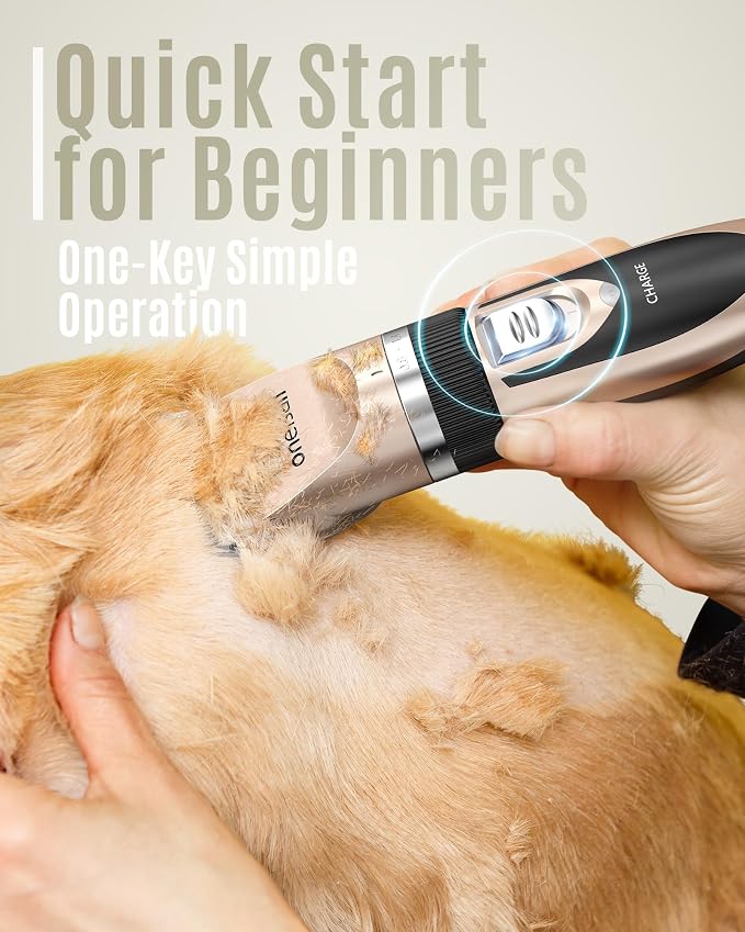 oneisall Dog Clipper Low Noise Dog Nail Grinder Paw Trimmer with 2 LED Lights