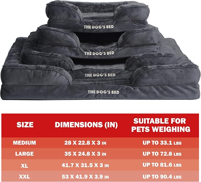 The Dog’s Bed Orthopedic Bolster Dog Bed Replacement Outer Cover - for CertiPUR-Certified Foam Beds, Flannel Fabric, Grey, XL