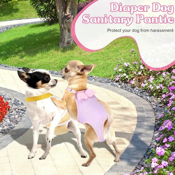 Nuanchu 3 Pcs Female Dog Diaper Sanitary Panties with Adjustable Suspender, Washable Reusable Doggie Diapers for Small Medium Large Dog in Heat Period Menstrual Pet Cats Ducks(Delicate Pattern,S)