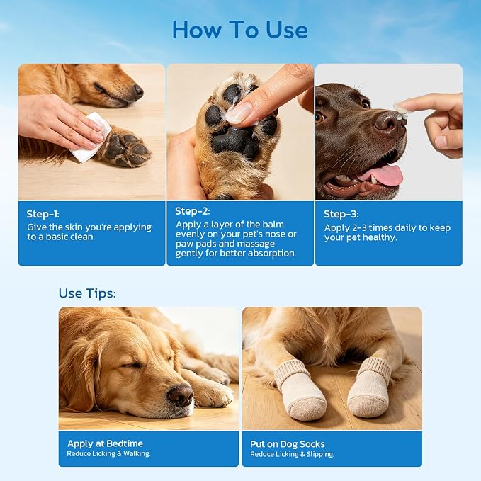 Lick Safe Dog Paw & Nose Balm - All Natural Moisturizing Wax with Coconut Oil & Shea Butter, Soothes Dry Cracked Paws & Snout, Heat & Cold Pavement Protection, 8.82 Oz Nose Butter