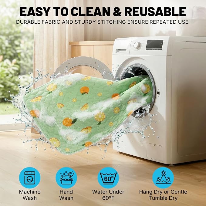 Washable Pee Pads for Dogs and Cats, 24x48In 5-Layer Ultra-Absorbent & Leak-Proof Potty Training Pads, Non-Slip Whelping Potty Pads for Housebreak Crates, Floors and Cars, 2 Packs Green