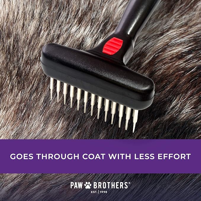 RYAN'S PET SUPPLIES Paw Brothers Magic Spring Undercoat Rake and Large Extra Long Gard Pin Slicker Bundle