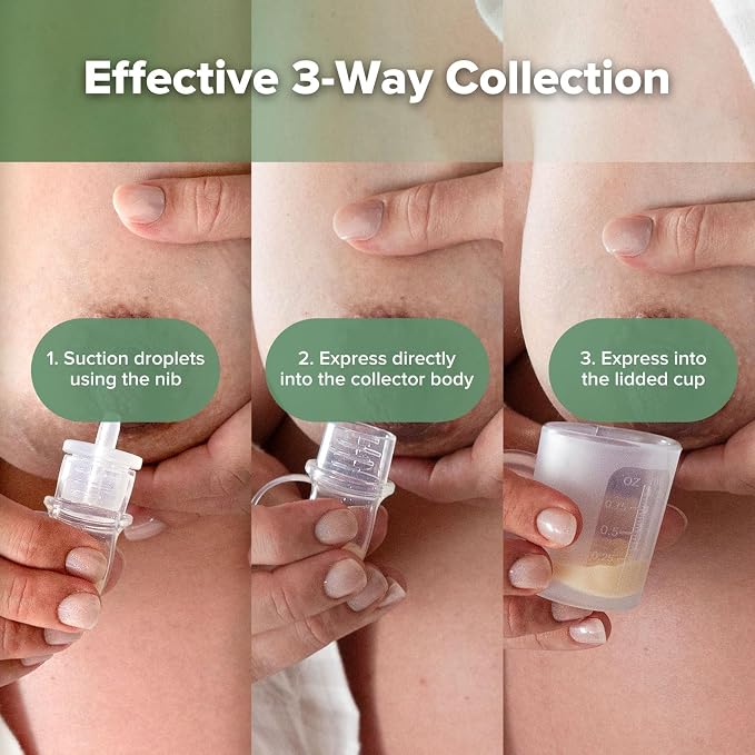 haakaa Colostrum Collector Kit 2ml/6pcs & Lidded Feeding Cup 25ml - Collect, Store & Feed Colostrum Ready-to-Use Pack, Reusable Colostrum Syringes Set for Liquid Gold
