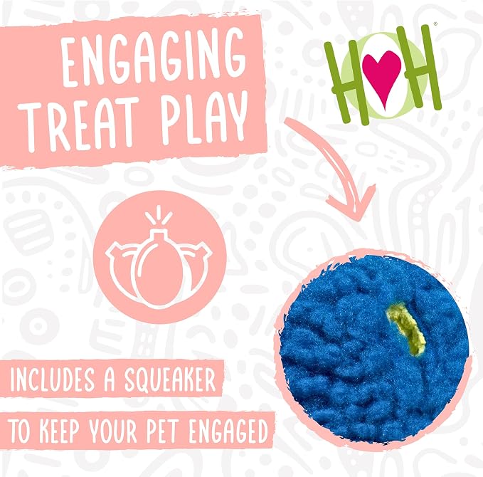 HuggleHounds Plush Ball Dog Toy & Treat Dispensing Ball - Interactive Enrichment Toys for Dogs, Durable Stuffed Soft Plush for Small and Large Breeds - 8" HuggleFleece, Large