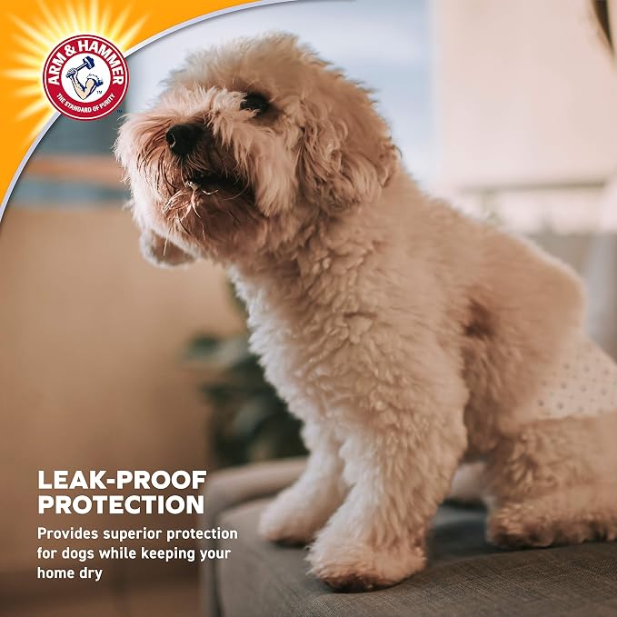 Arm & Hammer for Pets Disposable Female Dog Diapers with Odor Control and Wetness Indicator, Leak Resistant Dog Diapers for Incontinence and Heat Cycles, Size Large 18–23 in Waist, 12 Count - 6 Pack