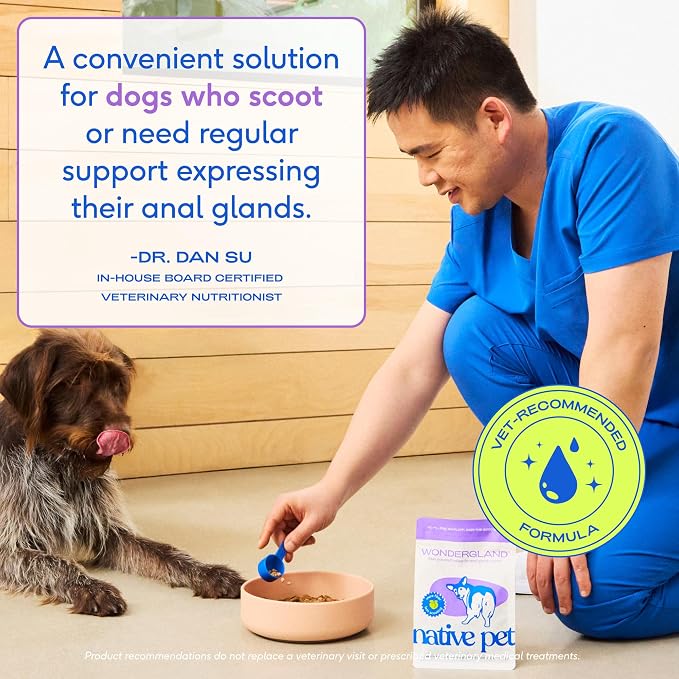 Native Pet WonderGland - Dog Anal Gland Supplement - Promotes Firm Stools, Natural Gland Expression to Help Reduce Scooting - Fiber Food Topper with Miscanthus Grass, Pumpkin & Probiotics - 120 Scoops