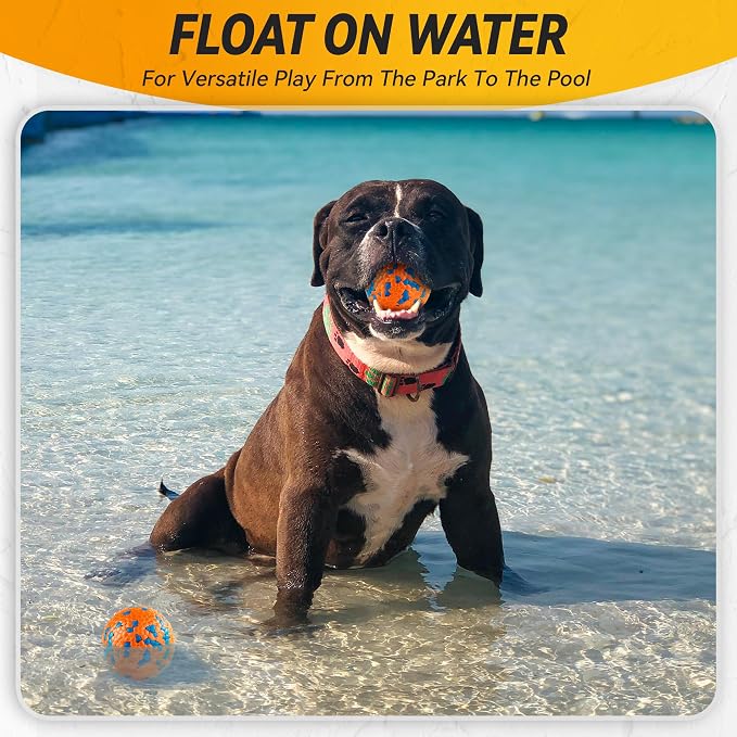 FUSOTO 4Pcs Dog Balls, Tennis Balls for Dog Aggressive Chewers, for Large Medium Small Puppy, Training Catch&Fetch, Water Floats Toys, Orange