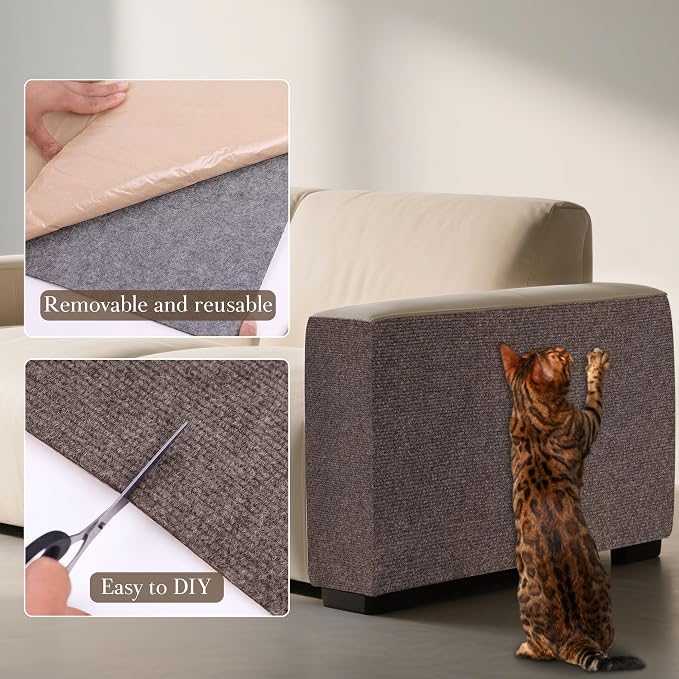 2 Pack Cat Scratch Furniture Protector Trimmable DIY Climbing Scratching for Indoor Couch Protector from Cat Claws, Walls and Tower Replacement (Brown, 15.7'' x 39.3'')