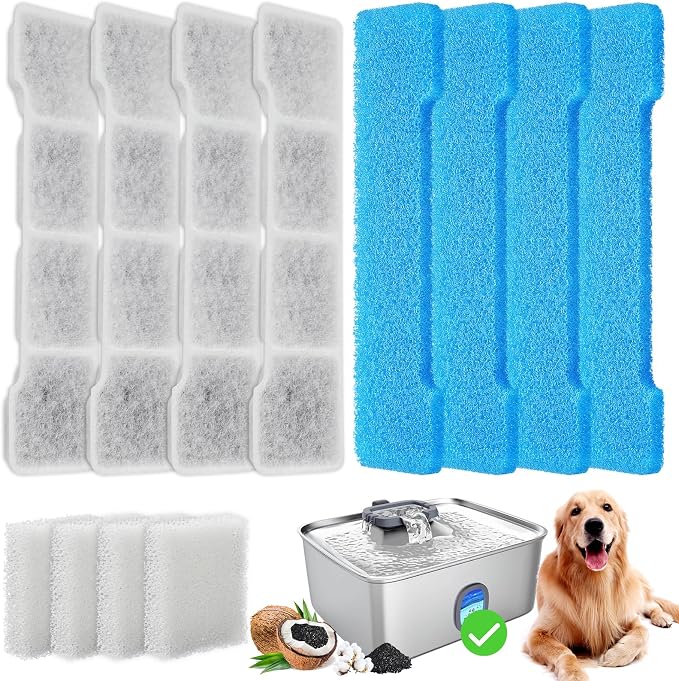Grand Line 15L Dog Water Fountain Filter Replacement - Compatible with SIBAYS/Kastty, 4 Pack Pet Fountain Filters with 5-Layer Filtration,Food Grade Activated Carbon for Pet Water Dispensers
