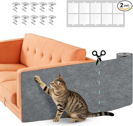 Couch Protector from Cat Claws 78.7" x 15.8" Trimmable DIY Self-Adhesive Cat Scratch Mat for Furniture Couch or Wall Protector, Covering Cat Scratching Post Indoor