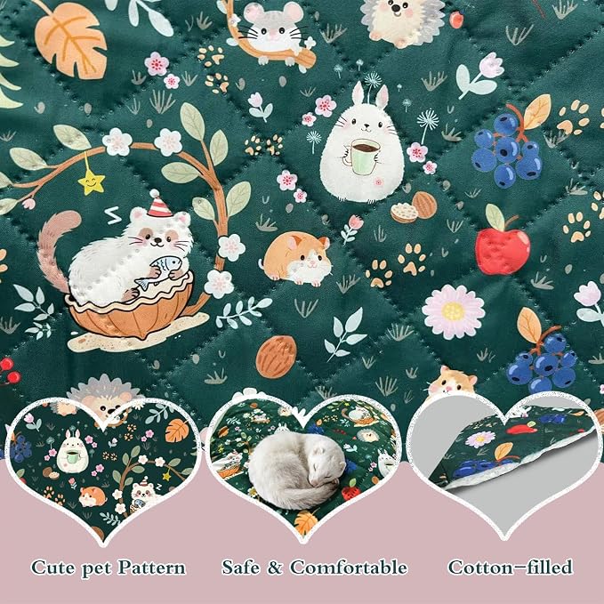 Ferret Cage Liner for Ferret Nation & Critter Nation Cage,Cute Animal Print,Washable Bedding,Cage Accessories for Ferrets, Chinchillas, Rats, Rabbits & Other Small Pets (Shelf Liner)