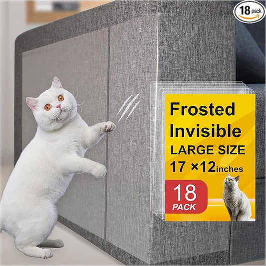 Anti-Cat Scratch Furniture Protector from Cats scratching-18-Pack Clear Sofa Guard Tape for Couches, Deterrent Pet Protection Film to Stop Cats Clawing Corners & Edges