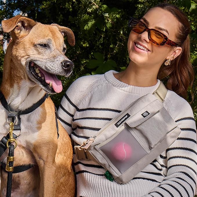 Cleverpup Training Sling & Snackpack Double Insulated Treat Pouch in Sand