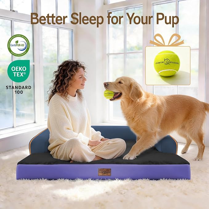 Comfort Expression Memory Foam Dog Bed Large Sized Dogs - Waterproof Orthopedic Dog Beds with Washable Removable Cover Non-Slip Pet Sofa Couch, 36 x 27