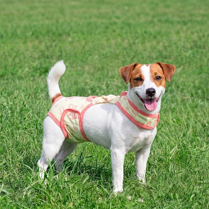 Lelepet Dog Diapers Female,Washable Reusable Dog in Heat Diaper,Leakproof Doggie Diapers for Female Dogs with Suspenders,Adjustable & Absorbent Pet Sanitary Pants for Period,Incontinence & Training