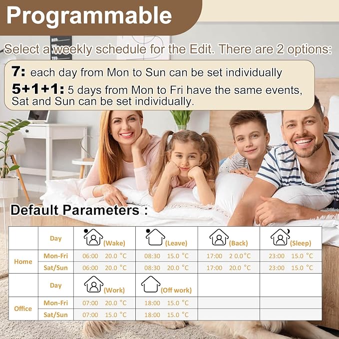 HEATIT Programmable Thermostat, WiFi Smart Thermostat for Electric Radiant Floor Heating with Touchscreen, 85V-265V Wide Voltage Range, Dual Sensing, Black