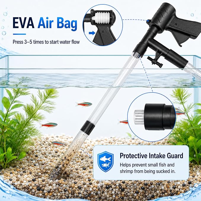 Fish Tank Cleaner Kit, Gravel Vacuum for Aquarium, Aquarium Vacuum & Siphon, Fish Tank Cleaning Kit, Aquarium Vacuum Gravel Cleaner