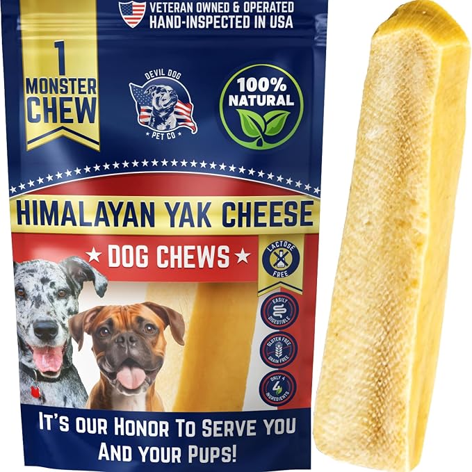 Devil Dog Pet Co. Himalayan Yak Cheese Dog Chews for Large and Giant Breeds & Aggressive Chewers - Long Lasting, Rawhide Free, High Protein - Cleaner Teeth, Anxiety & Boredom Relief - Monster