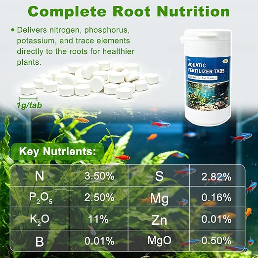 Root Tabs for Freshwater Aquarium Plants – Slow Release Plant Fertilizer, Safe for Fish and Invertebrates, Supports Strong Root Growth and Healthy Leaves, 100g/Bottle (1)