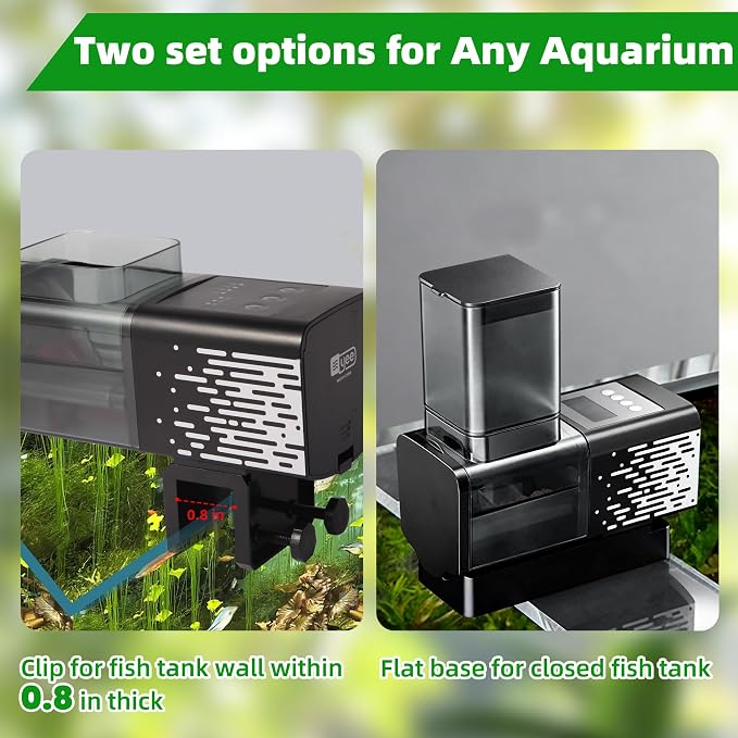 Fish Feeder Automatic Dispenser for Indoor Aquarium, Screw Push Design, 17oz Large Capacity