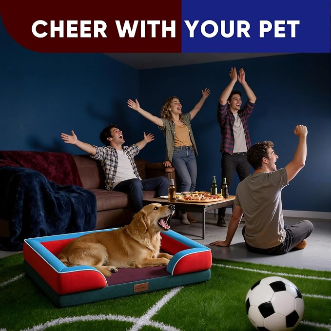Comfort Expression Orthopedic Dog Bed for Extra Large Dogs 42x30 Inch, Waterproof Egg Crate Foam XL Pet Bed with Bolsters, Dog Couch with Washable Cover & Non-Slip Bottom, San Francisco