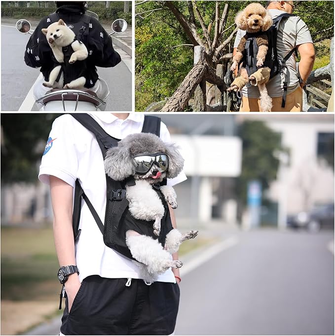 Wakytu Pet Front Dog Carrier Backpacks, Adjustable Dog Backpack Carrier, Comfortable Shoulder Straps, Soft Sponge Cushion, Designed to Fit Pets, S Size, 2-7LB