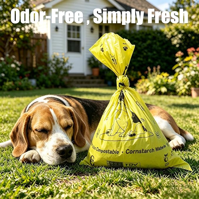 Certified Home Compostable Dog Poop Bags Rolls,Unscented Poop Bags for Dogs,Doggie Litter Bags,Extra Strong Doggy Waste Bags,300 Counts