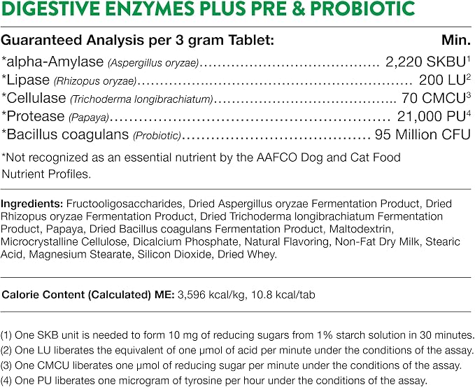 NaturVet Digestive Enzymes Plus Probiotics Supplement for Dogs, Soft Chews, Made in The USA with Globally Source Ingredients 90 Count