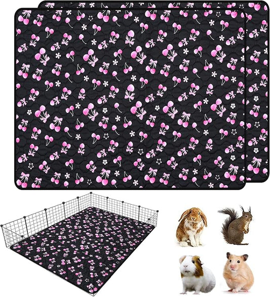 2 Pack Waterproof Guinea Pig Cage Liner, 48" x 60" Washable Reusable Guinea Pig Liner, Super Absorbent Leak-Proof Pet Pee Pad Mats for Guinea Pigs Rabbit Chinchilla Bunny Hamster