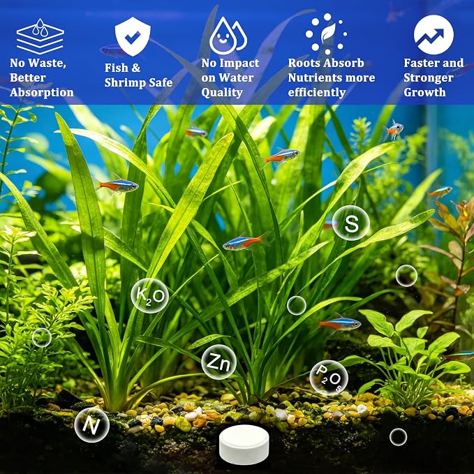Root Tabs Aquarium Plant Fertilizer – Slow Release Root Feeder Tablets for Freshwater Planted Tanks, Safe for Fish & Shrimp, Helps Develop Strong Roots, 100g/Bottle (2)