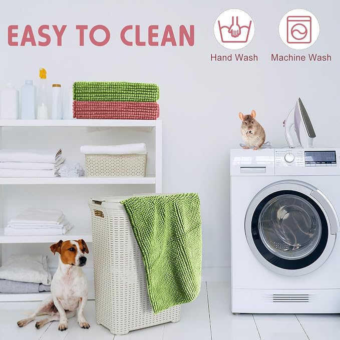 Amylove 4 Pcs Guinea Pig Cage Liner 16 x 24 Inch Washable Chenille Pee Pads Pet Dog Cat Bedding Training Mat Reusable for Small Animals Puppy Bunny Hamster Chinchilla