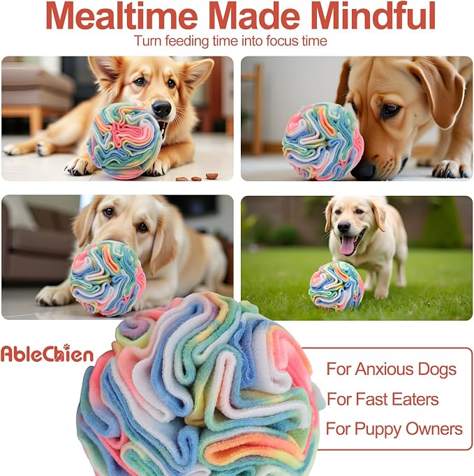 Ablechien Snuffle Ball for Dogs, Puppy Treat Toy, Interactive Foraging Puzzle Ball Toy, Enrichment Toys for Large Dogs, Sniffle Interactive Treat Balls