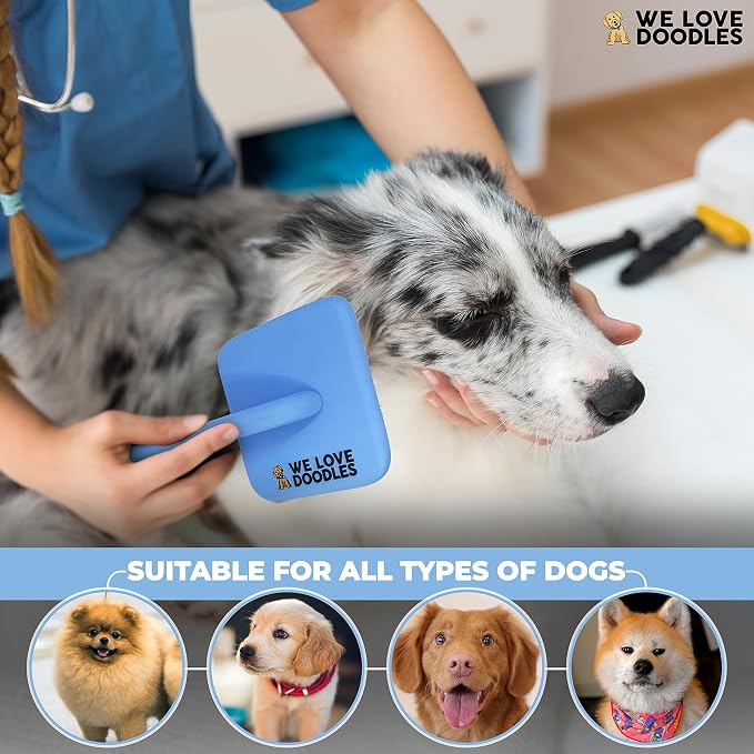We Love Doodles Hypoallergenic Dog Shampoo and Slicker Brush - Made in USA | Sensitive Skin & Allergies | Brush for Grooming Pet Hair | Long Pin for Dematting