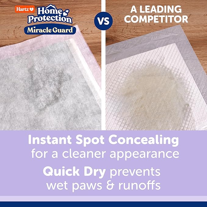 Hartz Miracle Guard Dog and Puppy Dog Pads Max Absorbency 24 Hour Use Odor Eliminating Lavender Scented No Leaks, 2XL Size 20 Count
