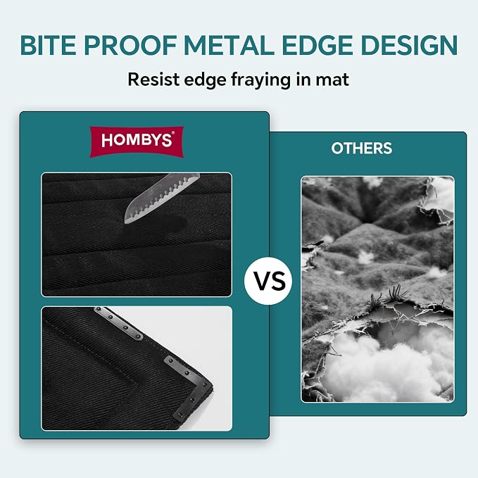 HOMBYS Indestructible Chew Proof Dog Bed with 12 Metal Rivets - Ultra Durable 1" Thick Foam Kennel Mat for Aggressive Chewers & Teething Puppies, Waterproof Pet Bed Fits Dog Crates (X-Small-23 x 17")