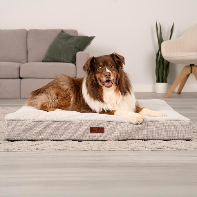 Furhaven Orthopedic Dog Bed – Classic Cushion with Plush Tufted Top, Supportive Foam Mattress, Removable Washable Cover, Joint Relief - Gray, Jumbo