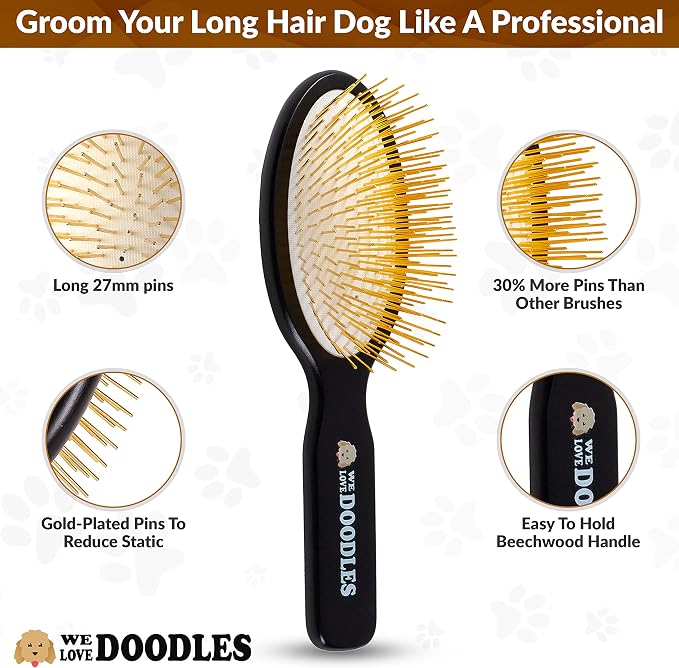 We Love Doodles Dog Eye Wipes & Pin Brush Bundle - Pre-Soaked Eye Wipes for Dogs, Tear Stain Remover for Dogs, Pet Eye Wipes,Pet Grooming Detangler Pin Dog Brush, Dog Brush for Shedding & Loose Fur