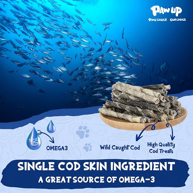PAWUP Cod Skin Rolls Dog Treats Natural High Omega 3 Dog Snacks, Chicken Wrapped Cod Skins, Training Treat for Small Dog, Healthy Chews w/Taurine