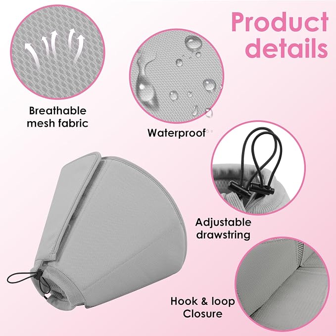AOFITEE Soft Dog Cone Collar Anti-Licking, Dog Cone Alternative After Surgery, Elizabethan Cones for Large Dogs Post-Surgery, Neuter Recovery Pet Dogs E-Collar(Grey,X-Large)