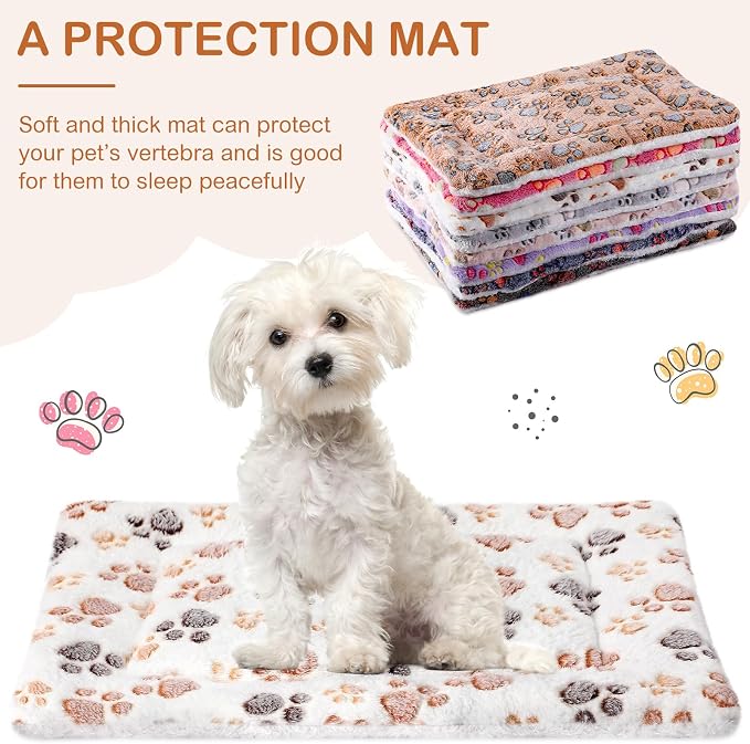 Ripeng 8 Pcs Guinea Pig Bed Mat Fleece Cat Pad Dog Crate Mat for Indoor Warm Reversible Pet Bedding for Small Animal Washable Kennel Crate Pad Cat Carrier(23'' x 18'',Multicolor)