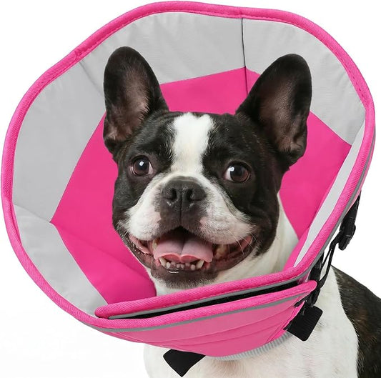 AOFITEE Dog Cones for Medium Dogs, Soft Dog Cone Collar After Surgery, Adjustable Cone for Dogs to Stop Licking with Adjustable Buckle, Pet E-Collar Alternative for Wound Healing(PinkGrey,Medium)