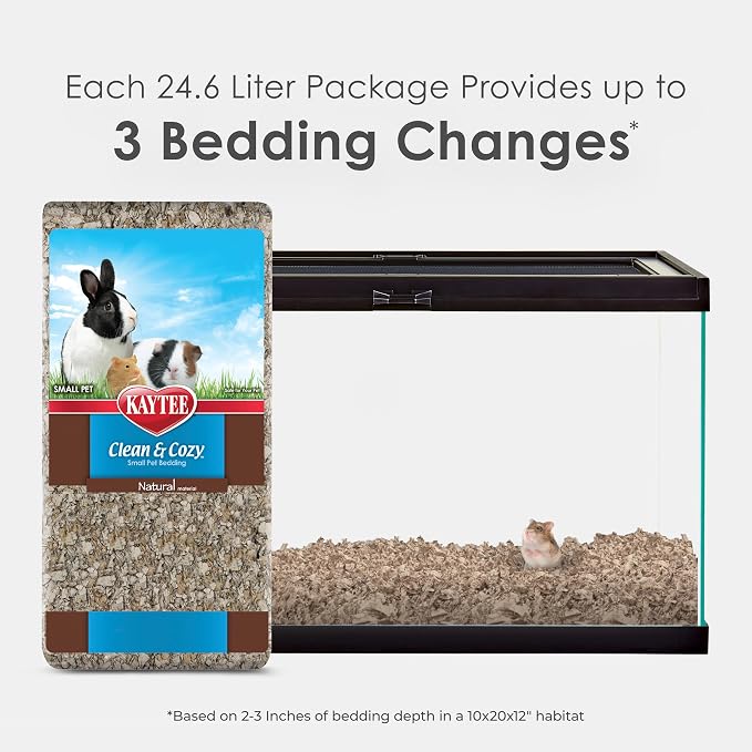 Kaytee Clean & Cozy Natural Paper Bedding, Made for Small Animals, 24.6 Liters