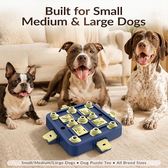 KADTC Dog Chess Puzzle Toy, Large Size, 3 Levels of Step-by-Step Challenge Beginner to Advanced Slow Feeder & Mental Stimulation for Smart Dogs Enrichment Toys