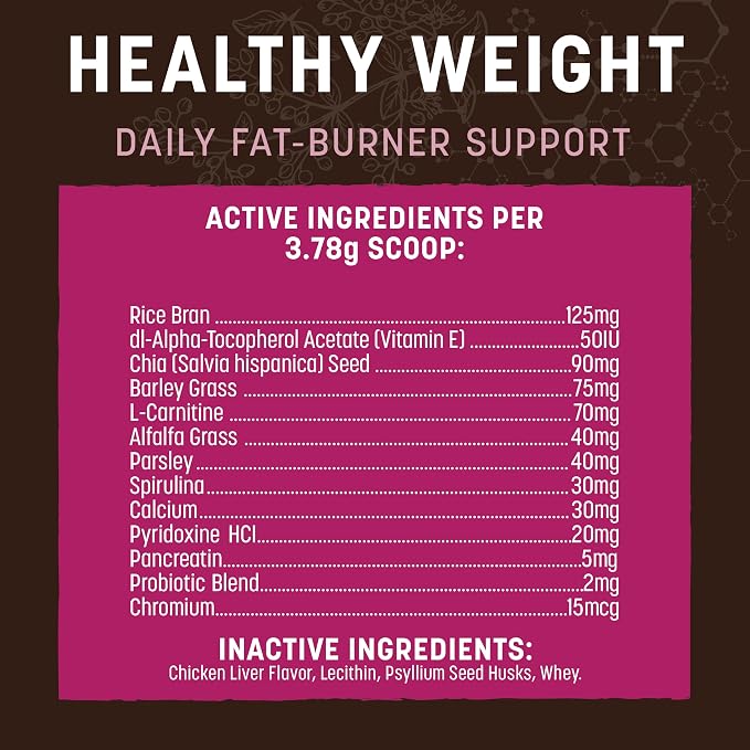 Earth Animal Apothecary Powder Supplement - Healthy Weight Nutritional Powder for Dogs & Cats - 8 oz