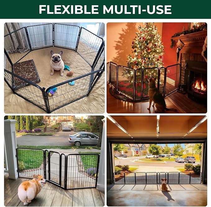 FXW Dog Gate Extra Wide Designed for Indoor Use, Adjustable Width Up to 46-inch Wide (24" H 2 Wire Panels for Puppies and Small Dogs), Black