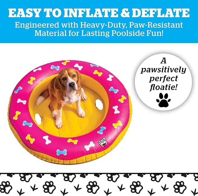 BigMouth Inc. Pool Float for Dogs, Durable Inflatable Vinyl Raft for Small to Medium Sized Dogs