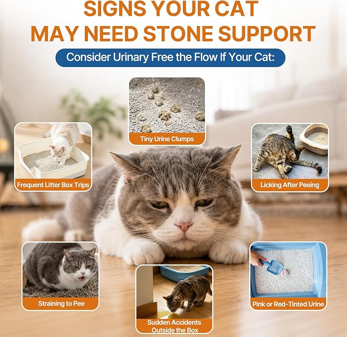 Bladder & Kidney Stones Dissolver for Cats - Naturally Break out Cat Crystals and Stones -Cat Uti Remedy,Vet-Formulated Cat Bladder Support for Urine Incontinence, Painful Urination & From-Root Relief