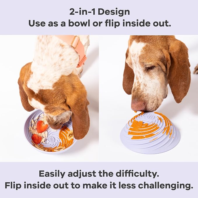 Paradise and Wobbowl Bundle – Silicone Lick Mat and Slow Feeder Bowl for Dogs - Dishwasher Safe Pet Dishes - Extend Mealtimes for Fast Eaters