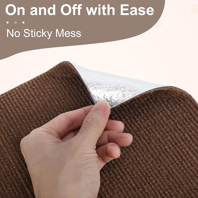 Cat Scratch Furniture Protector, Self-Adhesive Cat Scratcher Mat, Couch and Furniture Protector from Cat Claws, Brown, 1Set