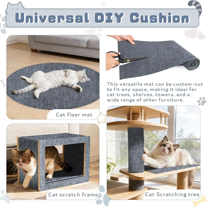24"X12" Cat Scratch Furniture Protector, Anti Scratch Couch Protector from Cat Claws, Self-Adhesive Cat Scratching Pads, DIY Couch Cat Scratcher for Corner Sofa Wall & Door (Gray)